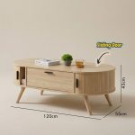 ZANE 120cm Fluted Sliding Door Coffee Table-Oak - Image 4