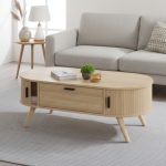 ZANE 120cm Fluted Sliding Door Coffee Table-Oak - Image 3