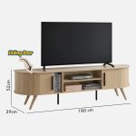 ZANE 180cm Fluted Sliding Door TV Cabinet-Oak - Image 4