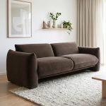 HOGEN 3 Seater Velvet Fabric Sofa-Brown - Image 2