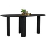 WOODY 180cm Oval Shaped Dining Table-Black - Image 14