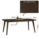 LOFUS 180cm Herringbone Pattern Dining Table-Smoke Oak - Image 5