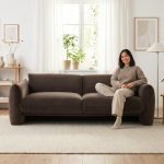 HOGEN 3 Seater Velvet Fabric Sofa-Brown