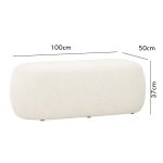 LEXI 100cm Rubby Fabric Pouf Bench-Cream White - Image 3