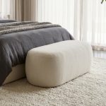 LEXI 100cm Rubby Fabric Pouf Bench-Cream White - Image 2