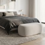 LEXI 100cm Rubby Fabric Pouf Bench-Stone - Image 2