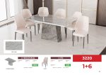QUINN Artificial Marble 6 Seater Dining Set-Cream - Image 3