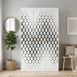 AKATSUKI 3 Door Metal Wardrobe-White Marble