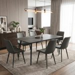 ANISA 6 Seater Sintered Stone Dining Set-Matt Black
