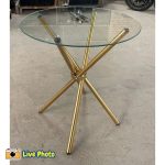 ARACHNE D69cm Glass Top Table-Gold Chrome - Image 2