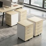 BERTIE Full Melamine Pedestal With Key Lock-Boras Ash - Image 2