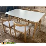 CARDEN 6 Seater Metal Dining Set-Oak - Image 4