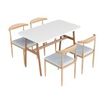 CARDEN 4 Seater Metal Dining Set-Oak - Image 2