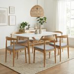 CARDEN 6 Seater Metal Dining Set-Oak