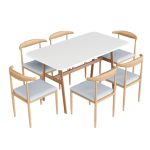 CARDEN 6 Seater Metal Dining Set-Oak - Image 2