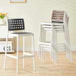 CHERISH 30 Inches Stackable Plastic Bar Chair-4 Colors
