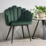 DC 99011 Velvet Fabric Arm Dining Chair-Green