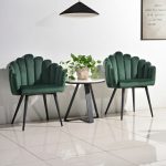DC 99011 Velvet Fabric Arm Dining Chair-Green - Image 2