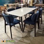ELDA 6 Seater Sintered Stone Dining Set-Blue - Image 4