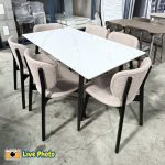 ELDA 6 Seater Sintered Stone Dining Set-Grey - Image 4