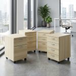 EXELBY Full Melamine Pedestal With Key Lock-Maple