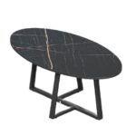 FUSE 110cm Oval Shaped Sintered Stone Coffee Table-Black - Image 3