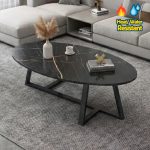 FUSE 110cm Oval Shaped Sintered Stone Coffee Table-Black