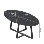 FUSE 110cm Oval Shaped Sintered Stone Coffee Table-Black - Image 2