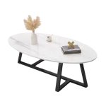 FUSE 120cm Oval Shaped Sintered Stone Coffee Table-White - Image 5