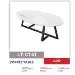 FUSE 120cm Oval Shaped Sintered Stone Coffee Table-White - Image 3