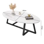 FUSE 120cm Oval Shaped Sintered Stone Coffee Table-White - Image 4