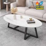 FUSE 120cm Oval Shaped Sintered Stone Coffee Table-White