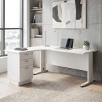 HELLY 150-180cm L Shaped With Pedestal Melamine Executive Table