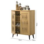 KOVERTOL 2 Door Weaving Door Shoe Cabinet-Oak - Image 4