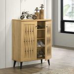 KOVERTOL 2 Door Weaving Door Shoe Cabinet-Oak - Image 2