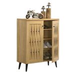 KOVERTOL 2 Door Weaving Door Shoe Cabinet-Oak - Image 3