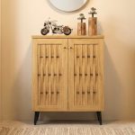 KOVERTOL 2 Door Weaving Door Shoe Cabinet-Oak
