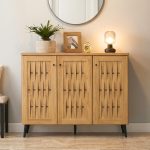 KOVERTOL 3 Door Weaving Door Shoe Cabinet-Oak