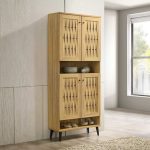 KOVERTOL 4 Door Weaving Door Shoe Cabinet-Oak - Image 2