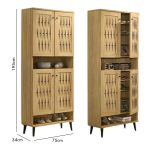 KOVERTOL 4 Door Weaving Door Shoe Cabinet-Oak - Image 4