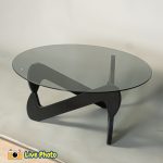 LANGLEY D80cm Round Glass Top Coffee Table-Black - Image 3