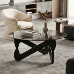 LANGLEY D80cm Round Glass Top Coffee Table-Black - Image 2