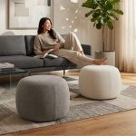 LEXI D50cm Rubby Fabric Round Stool-2 Colors