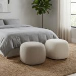 LEXI D50cm Rubby Fabric Round Stool-2 Colors - Image 2