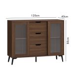 MARLOWE 2 Privacy Acrylic Sliding Door Sideboard-Walnut - Image 3