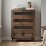 MARLOWE Privacy Door 4 Drawers Chest-Walnut