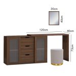 MARLOWE Extendable Dressing Table Set-Walnut - Image 4