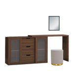 MARLOWE Extendable Dressing Table Set-Walnut - Image 6