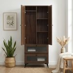MARLOWEN 2 Door 2 Drawers Wardrobe-Walnut - Image 2