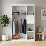 MAVIS 3 Door Metal Wardrobe-White Marble - Image 2